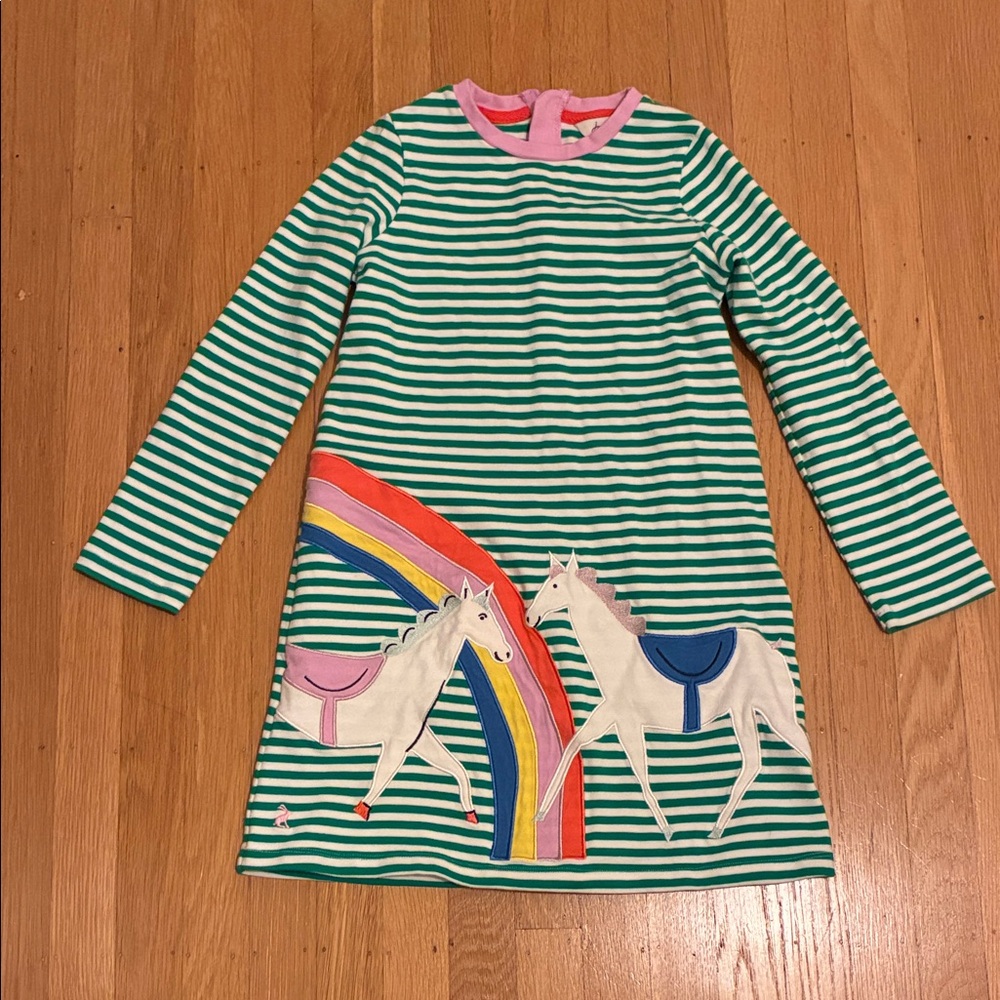 Joules Green and White Striped Dress